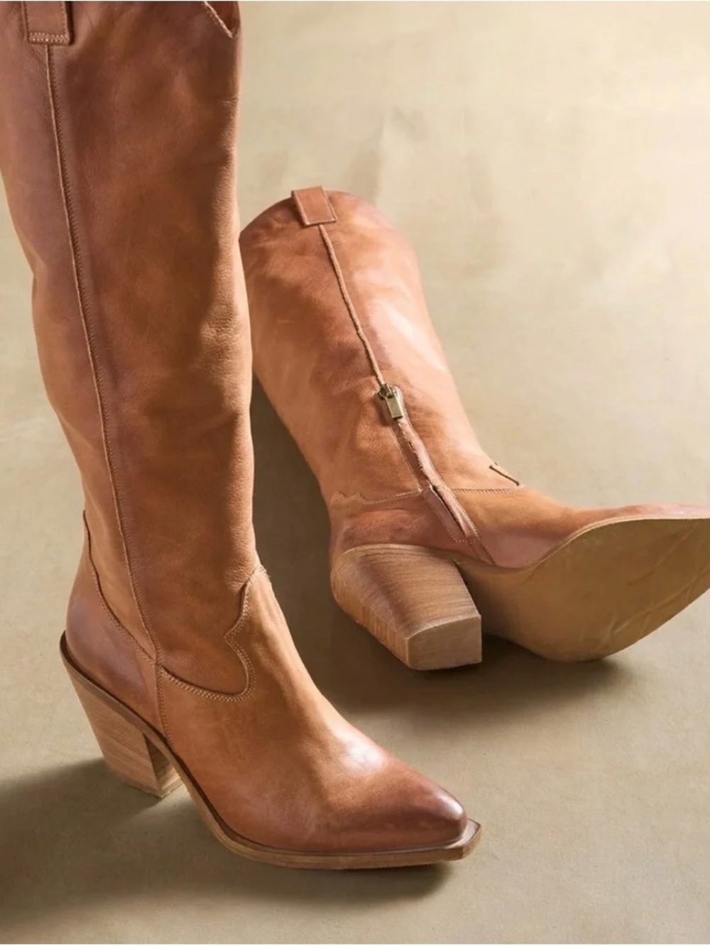 Sundance Cognac Tall Leather Cavalier Boots - 39, NIB